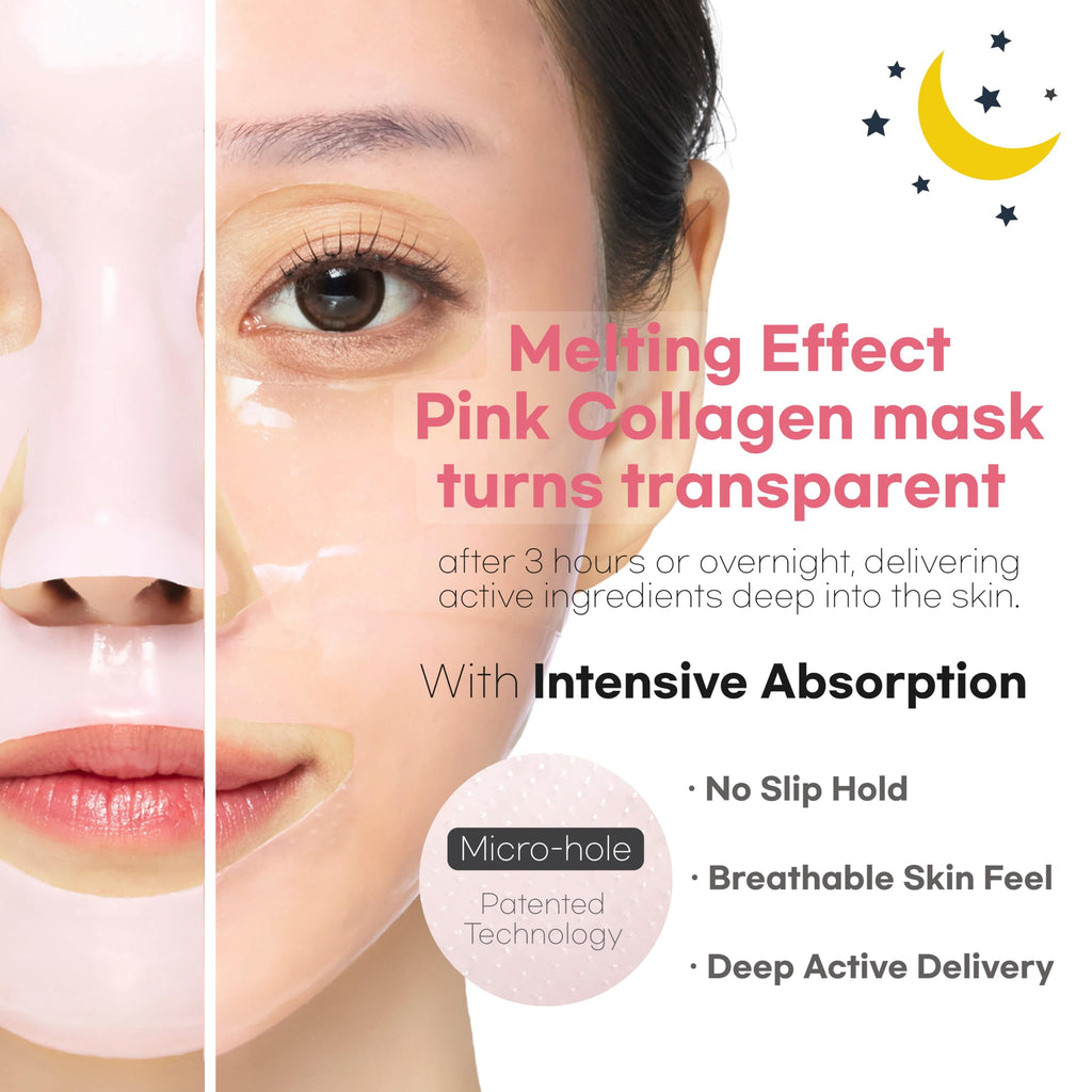 Pink Collagen Jelly Gel Mask , Overnight Face Mask for Glass Glow Skin Care ,Moisturizing Collagen Face Mask, Korean Skincare, 4Ea