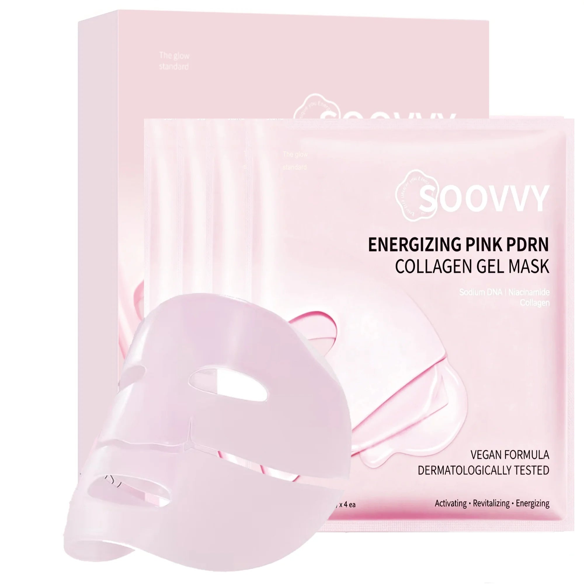Pink Collagen Jelly Gel Mask , Overnight Face Mask for Glass Glow Skin Care ,Moisturizing Collagen Face Mask, Korean Skincare, 4Ea