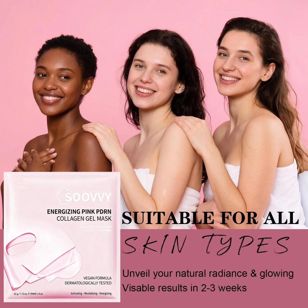 Pink Collagen Jelly Gel Mask , Overnight Face Mask for Glass Glow Skin Care ,Moisturizing Collagen Face Mask, Korean Skincare, 4Ea