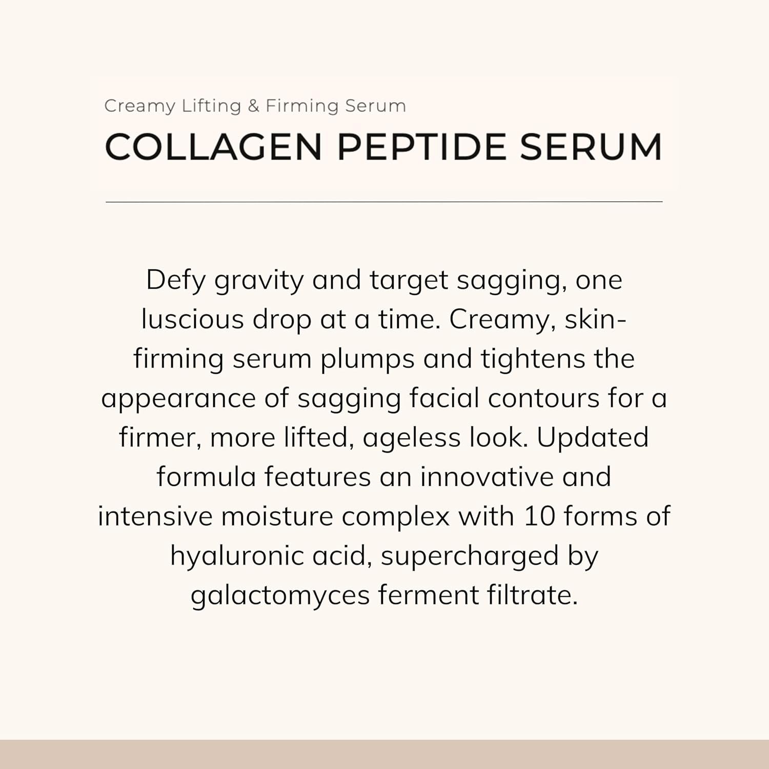 Collagen Peptide Serum - Concentrated, Creamy anti Aging Face Serum with Skin Contouring Peptides & Moisturizing Hyaluronic Acid, No Parabens or Sulfates (1 Oz / 30 Ml)