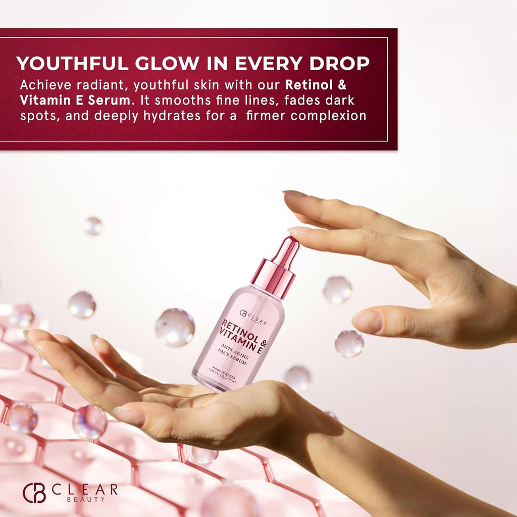 Retinol Serum for Face with Vitamin E – Dermatologist Tested anti Aging Korean Skin Care –, Deep Hydration, Smooths Fine Lines, Refines Texture – Vegan, Clean Beauty – 1.69 Fl Oz