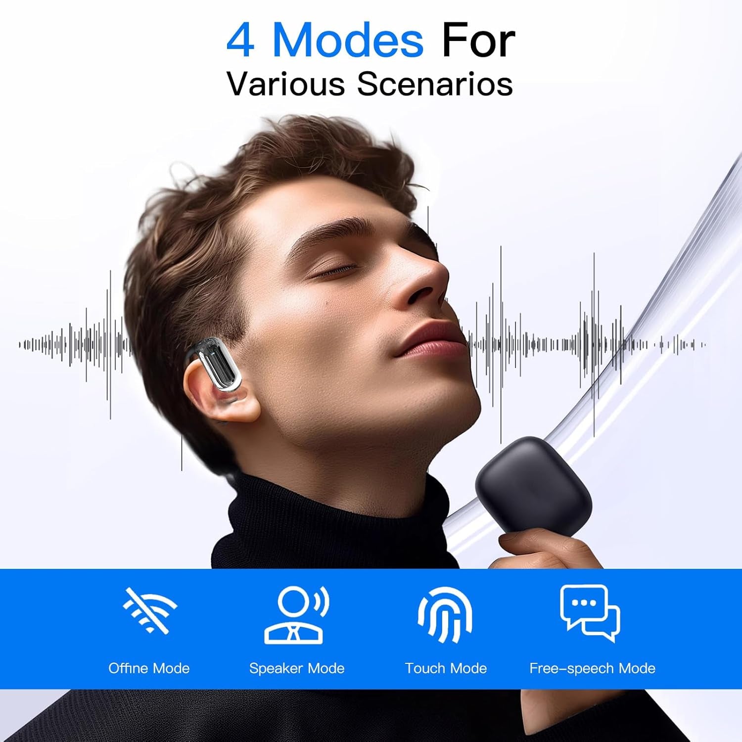 3-In-1 AI Language Translation Earbuds,Ows Wireless Real-Time 144 Languages Translator Headphones with APP for Ios and Android,Two-Way Translator Device for Travel Business Learning